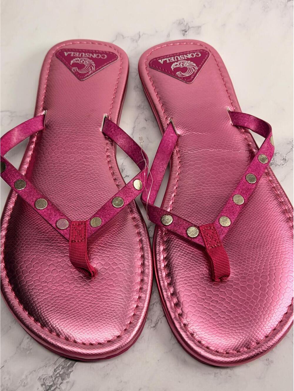 Consuela Pink Metallic Flip Flops Sandals Women’s Size S - Picture 3 of 6